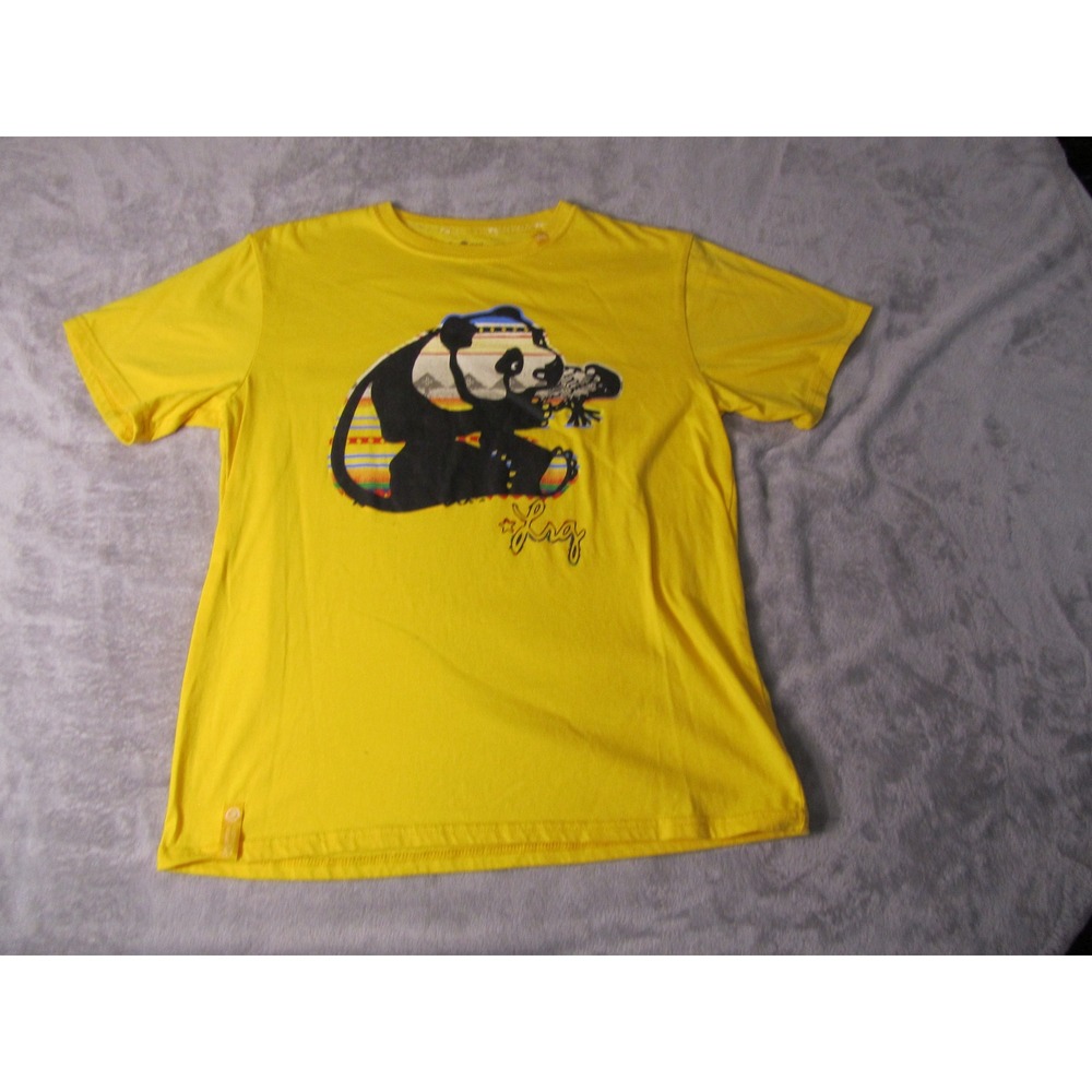 LRG Mens Yellow Panda Graphic T-Shirt Premium Fit XL Short Sleeve Tee